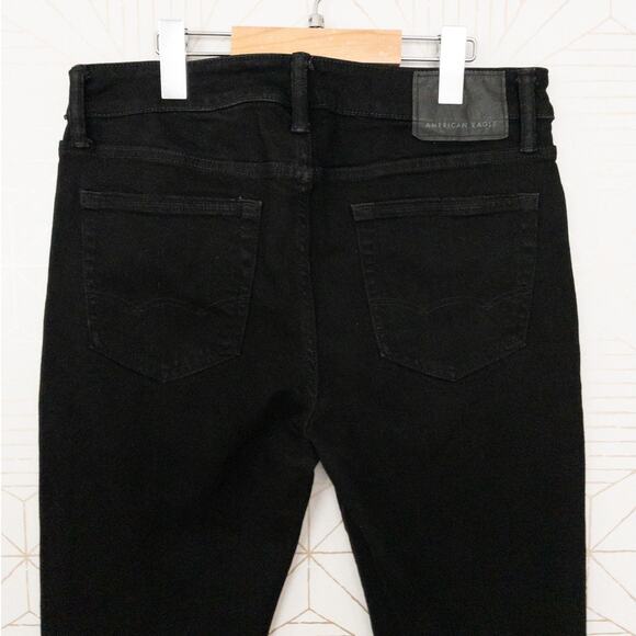 American Eagle Next Level Flex Black Slim Straight Jean 32x32 Stretch frayed hem - Picture 13 of 16